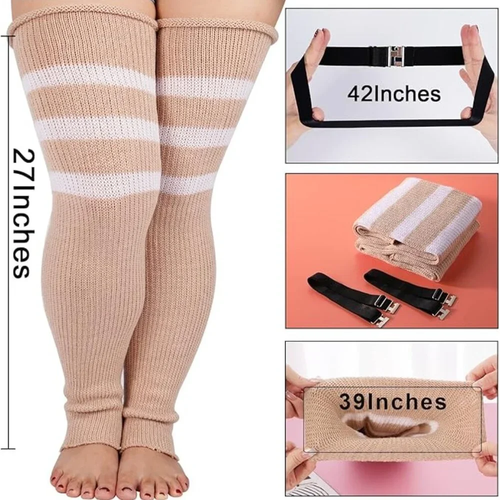 Plus Size Leg Cream Warmers Socks